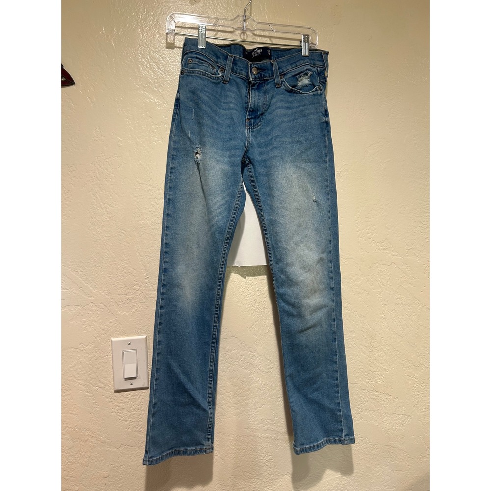 Hollister California Womens Slim Straight Jeans Blue Distressed Size‎ 26 x 30